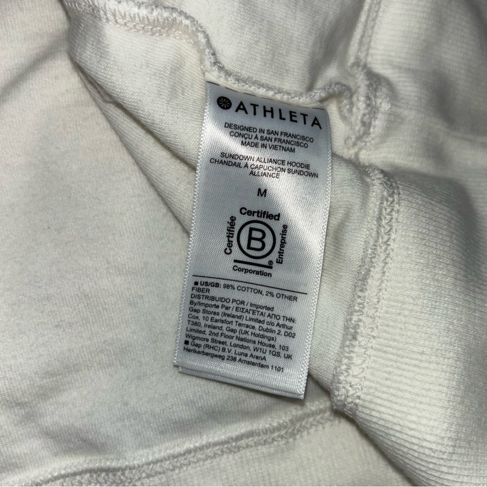 Athleta Sundown Alliance Hoodie M Magnolia White Soft Organic Cotton - Picture 11 of 11